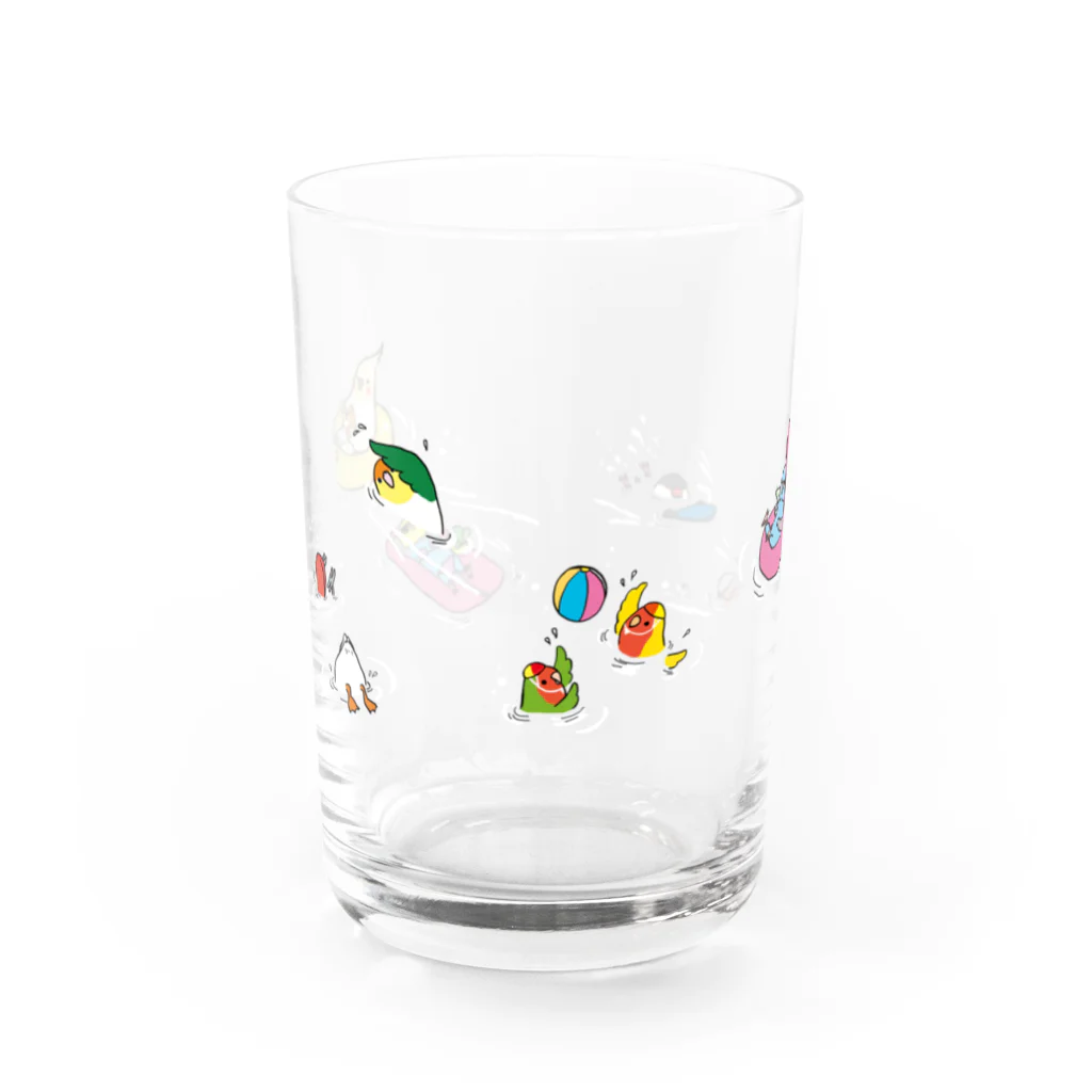 オグチヨーコのインコさんのサマーバケーション Water Glass :front