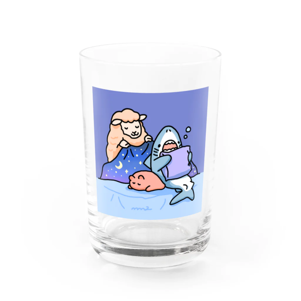 サメとメンダコ[namelessmm2]のSleep well サメとメンダコ Water Glass :front