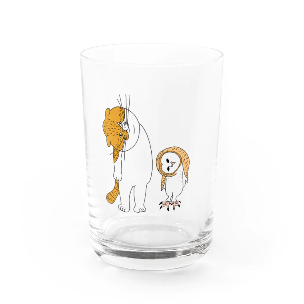 shimeji_omuのネコとメンフクロウ Water Glass :front