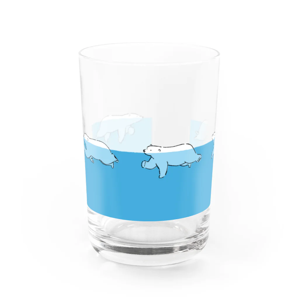 ハルクマ SUZURI STOREのおよぐシロクマ(ロゴ入り) グラス前面