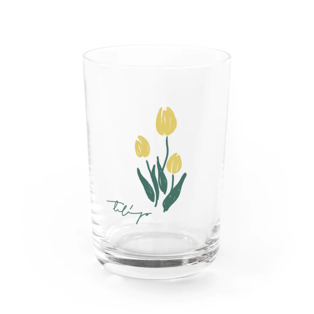 tulipの白地　tulip Water Glass :front