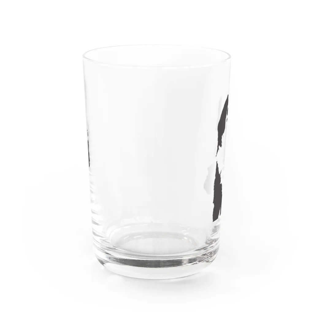 あるじ屋の巻き尾の片パンダ犬 Water Glass :front