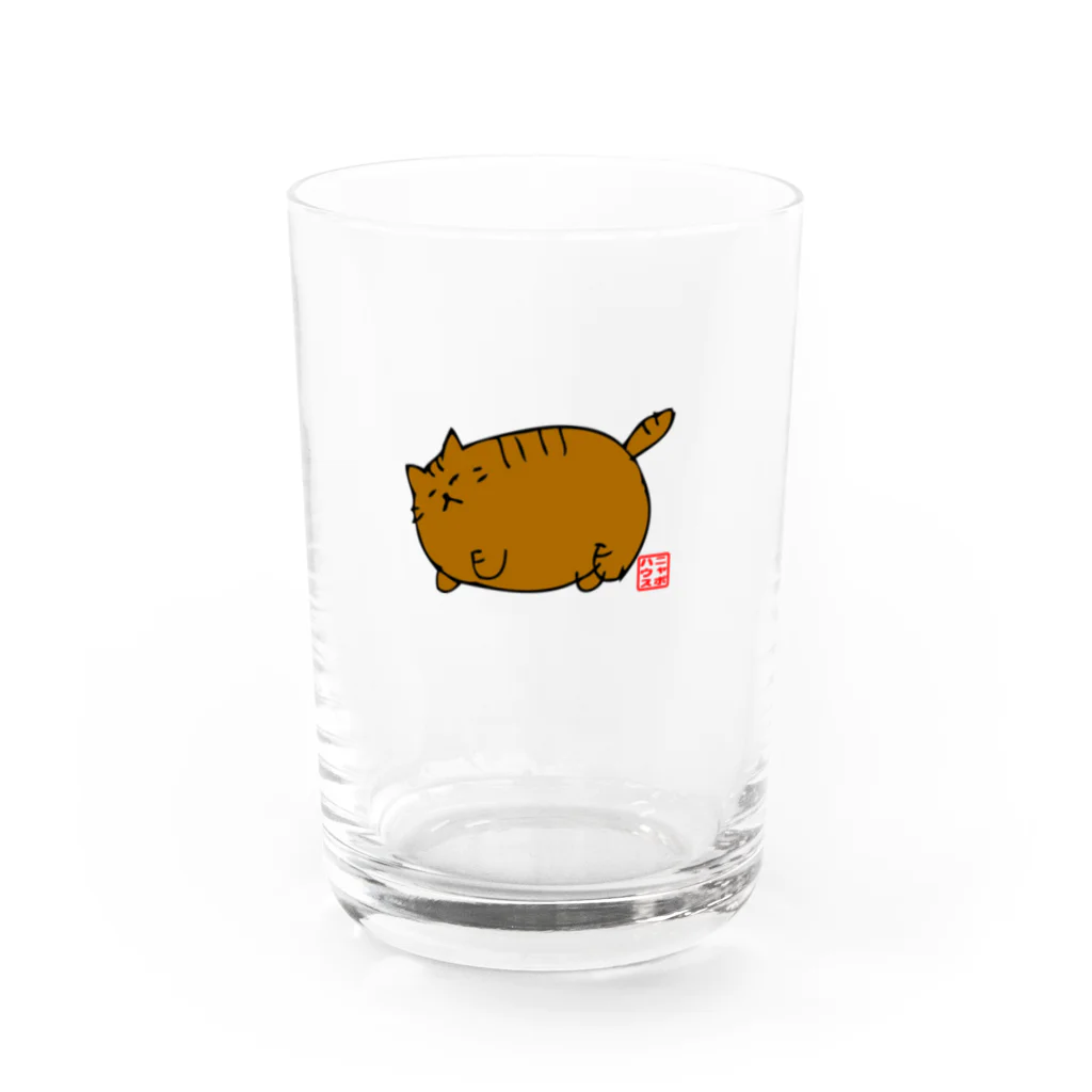 ニャポハウス（NEKO）のデブ猫ニャポポさん(ハンコ) Water Glass :front