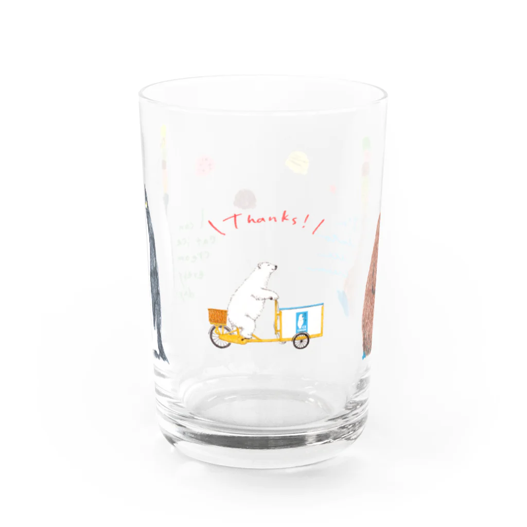 It is Tomfy here.のペンギン親子とアイス Water Glass :front