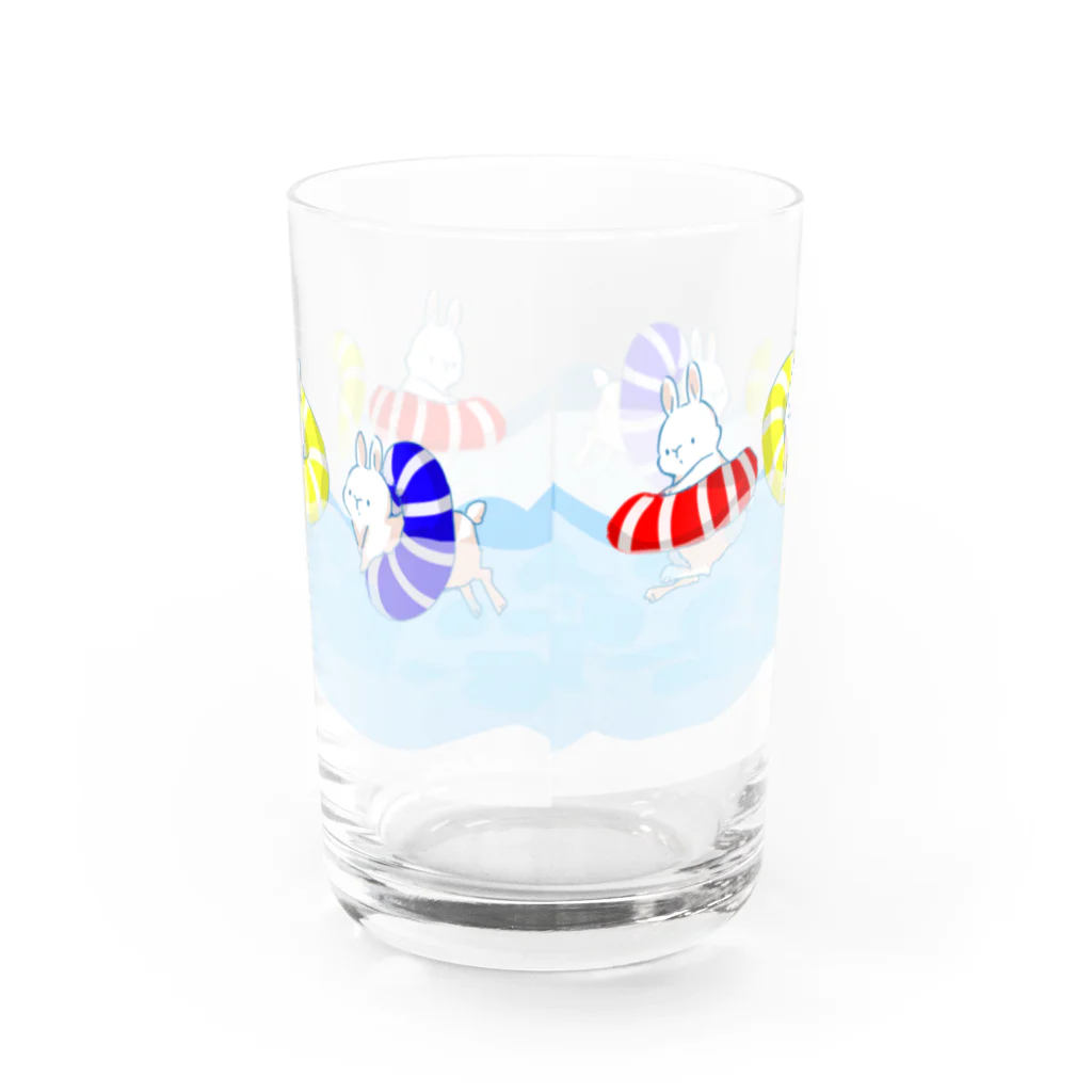 アイネっこのお店の浮き輪うさぎさん Water Glass :front