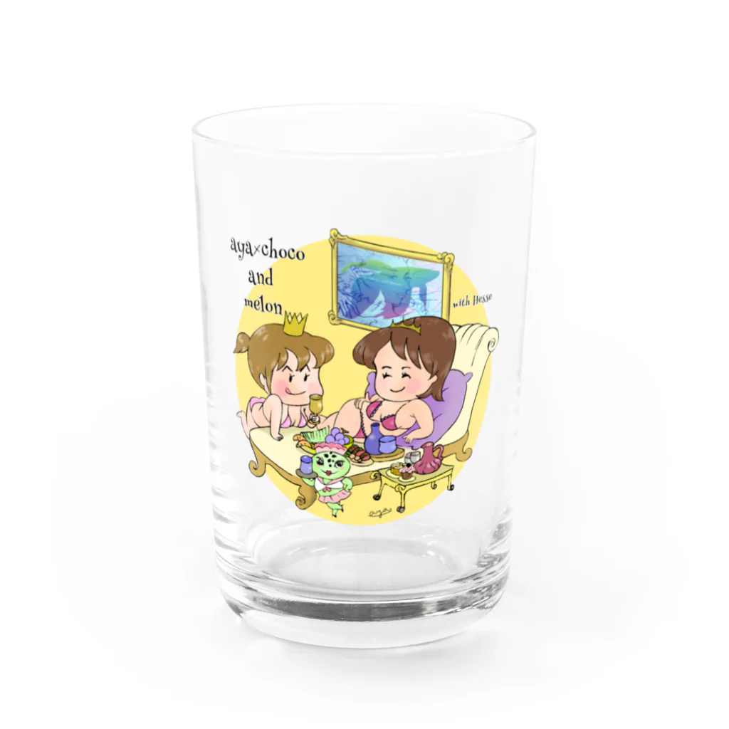 恋するビキニ muti_muti shop@yocchyamのチョコとヘッセとめろんな女子会 Water Glass :front