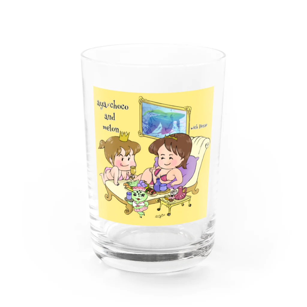 恋するビキニ muti_muti shop@yocchyamのチョコ姉とヘッセとめろんな女子会 Water Glass :front