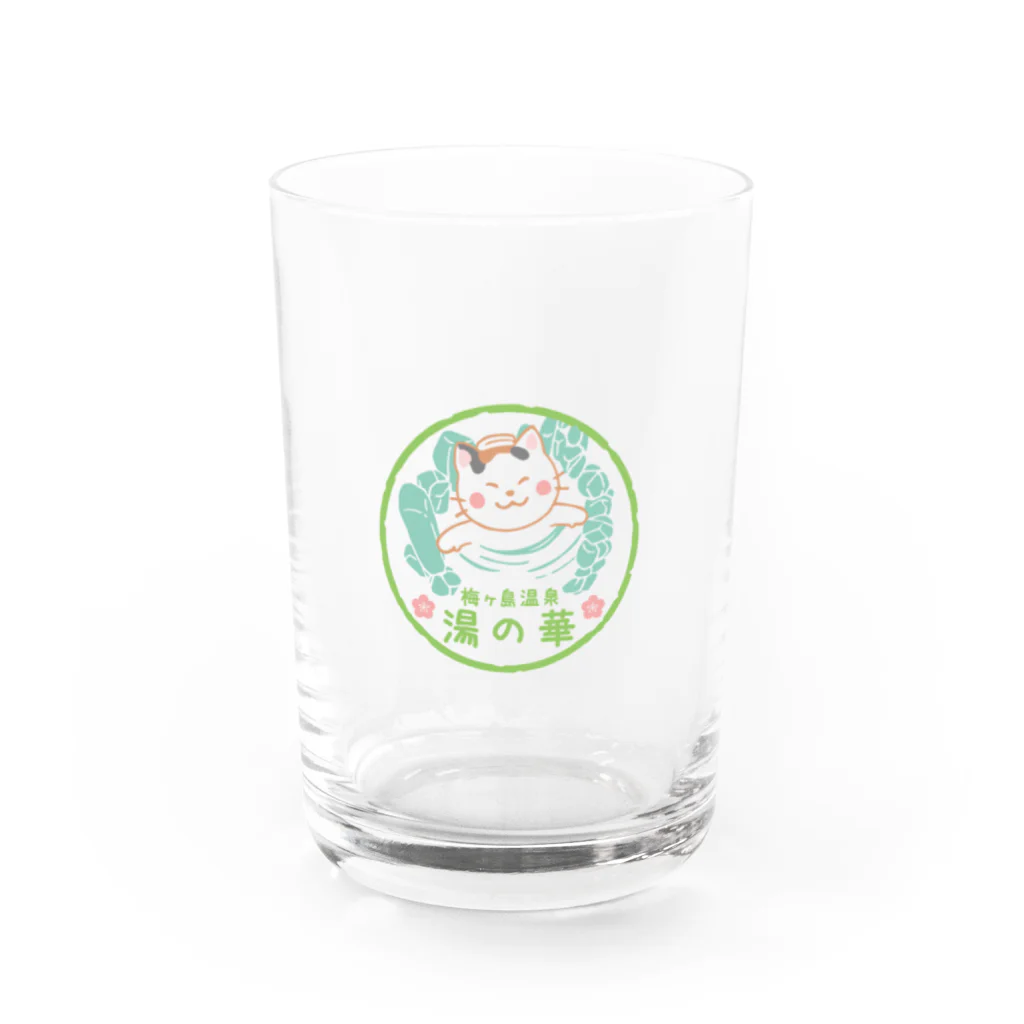 梅ヶ島温泉　湯の華の湯の華ロゴ（三毛猫のみーちゃん） Water Glass :front