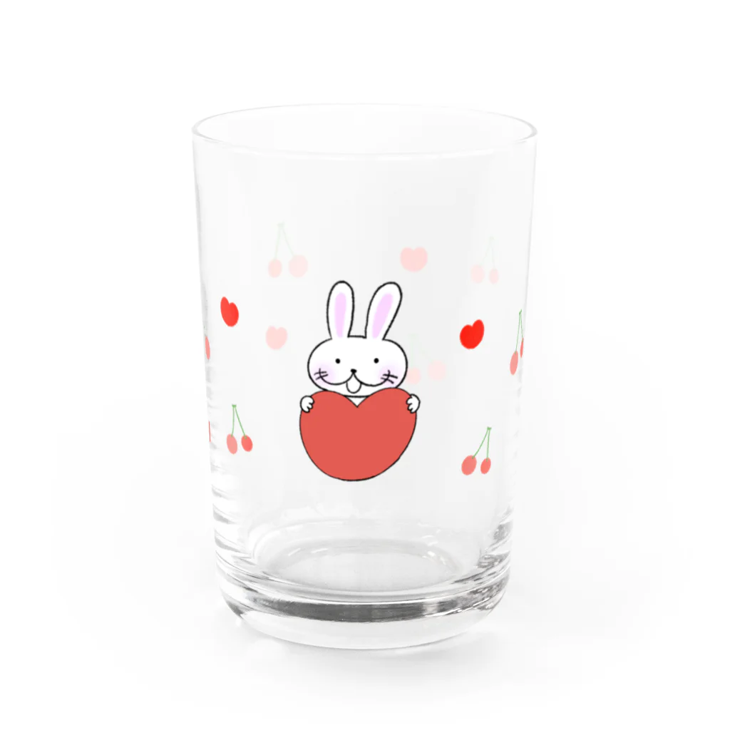 カワラリマーのうさぎちゃんとさくらんぼ Water Glass :front