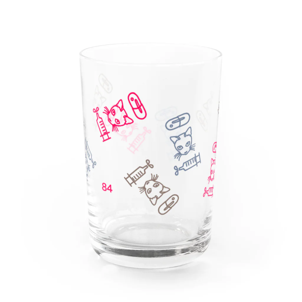 黒白黒猫屋の84日間投薬モノグラム Water Glass :front