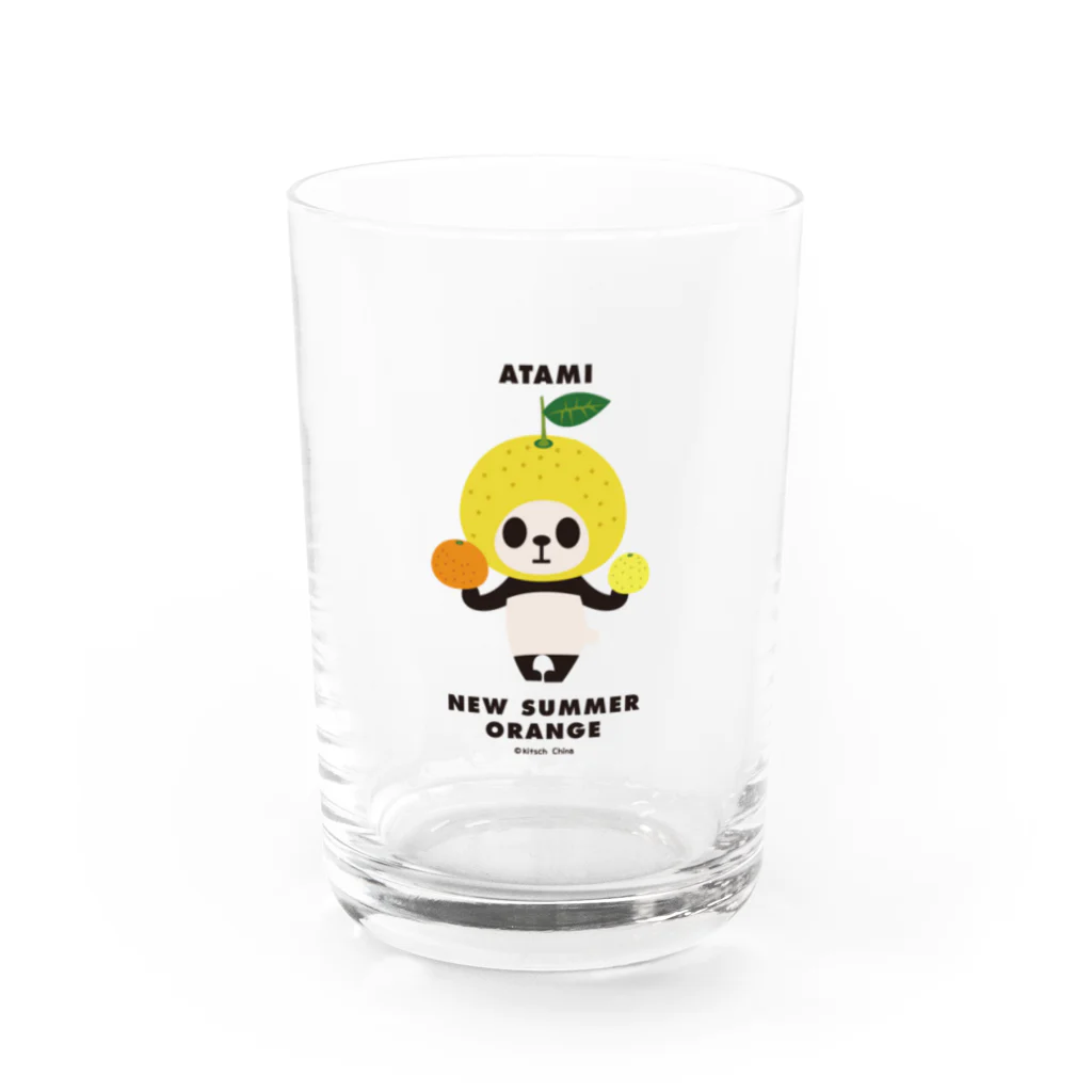 キッチュの【チャリティー500円】【熱海】カブリモノ熱海パンダ　ニューサマーオレンジ Water Glass :front