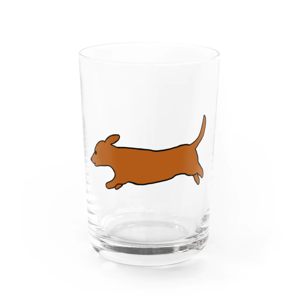 CHOSANAの走る犬 ミニ ブラウン（レッド） Water Glass :front