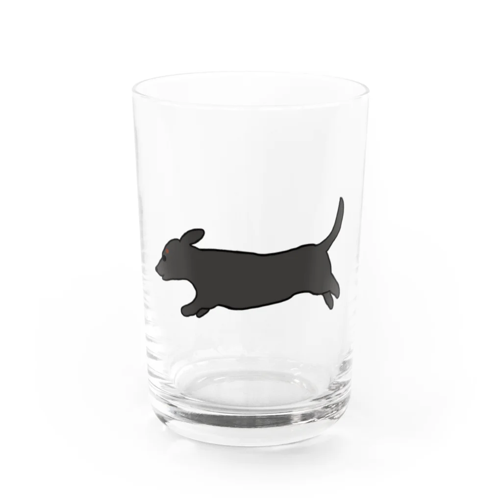 CHOSANAの走る犬 ミニ ダックス ブラック Water Glass :front