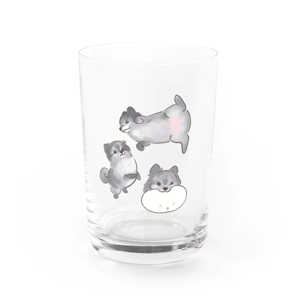 遥ん/犬顔絵　の「保護犬カフェ支援」グッズ 熊伍郎さん Water Glass :front