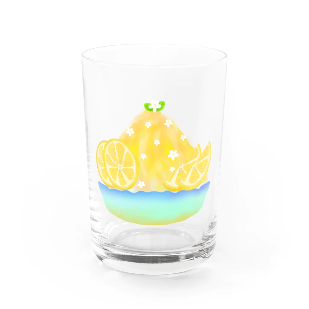 Lily bird（リリーバード）の蜂蜜レモンかき氷 グラス前面