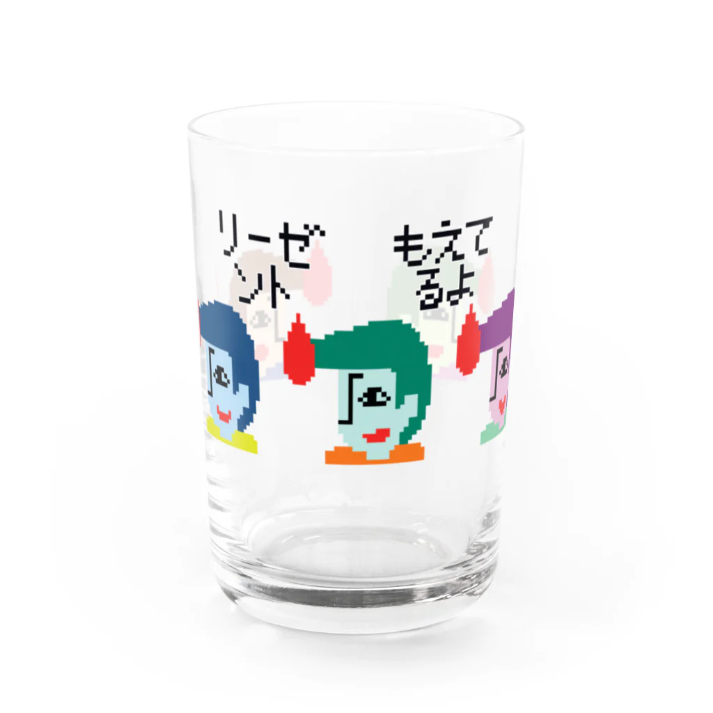 いーの！だめの?suzuri支店のリーゼント燃えてるよ　ドット絵ver. Water Glass :front