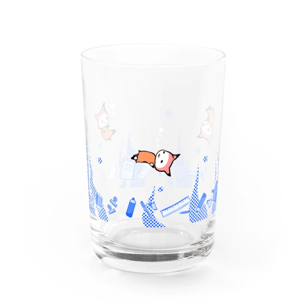 Achiとハトとみんなの店のたゆたういつもぶんぐグラス Water Glass :front