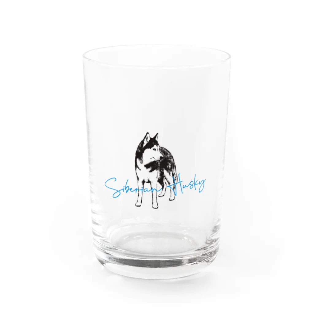 cro_lunaのハスキー（ブルー） Water Glass :front