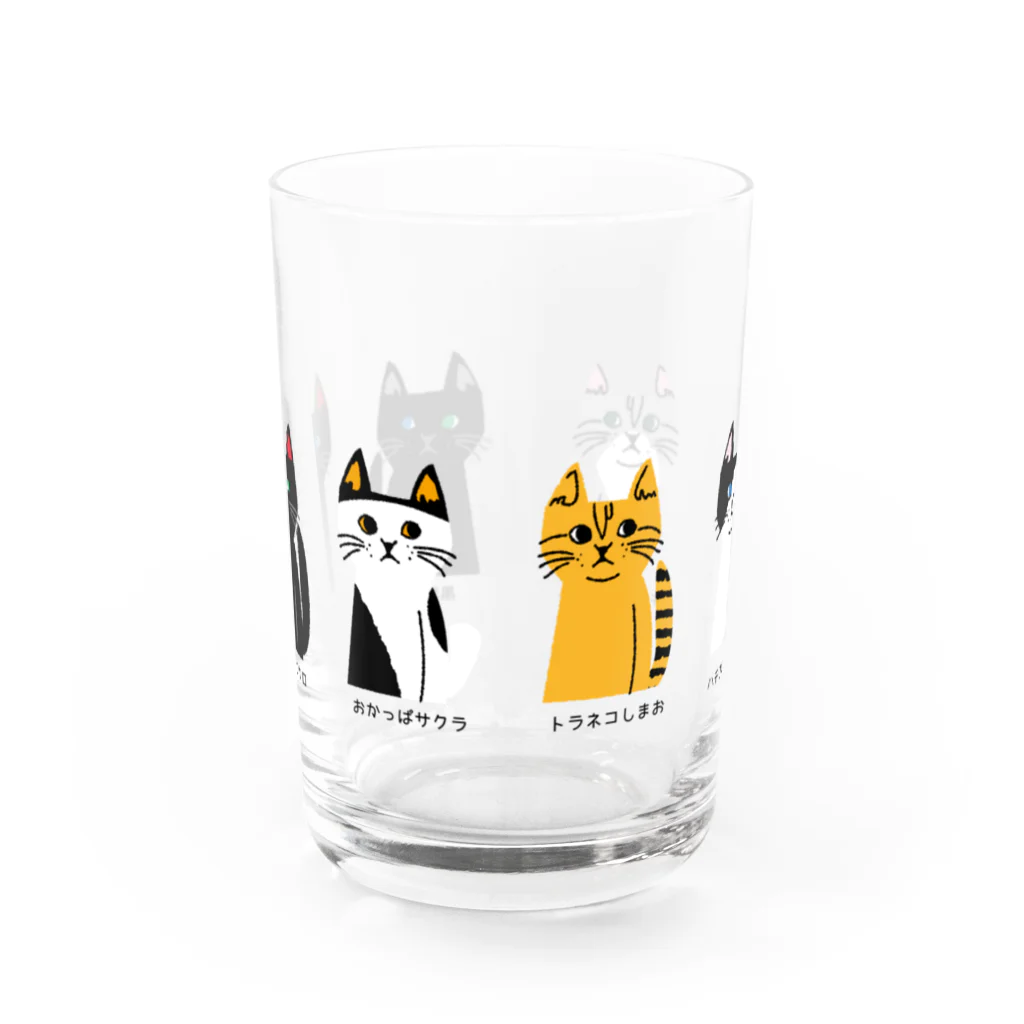 mapechiのトラネコしまお、みんな仲間 Water Glass :front