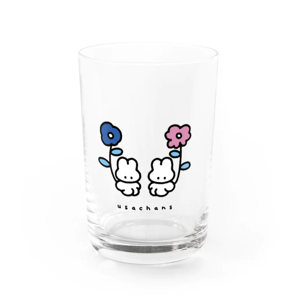 みずしままゆこのおはなと うさちゃん -ビビッド- Water Glass :front