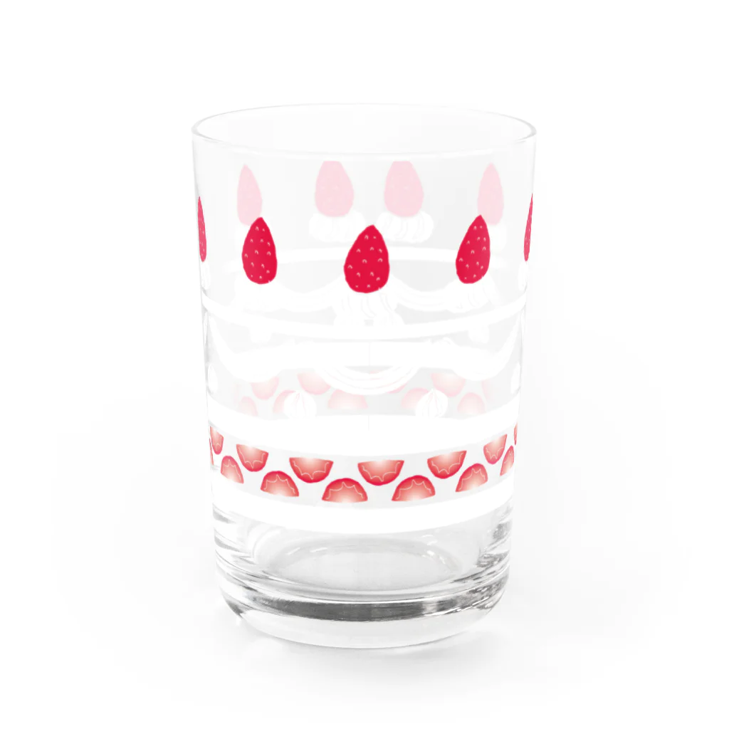 琥珀色に咲く花のイチゴショートケーキ♪ Water Glass :front