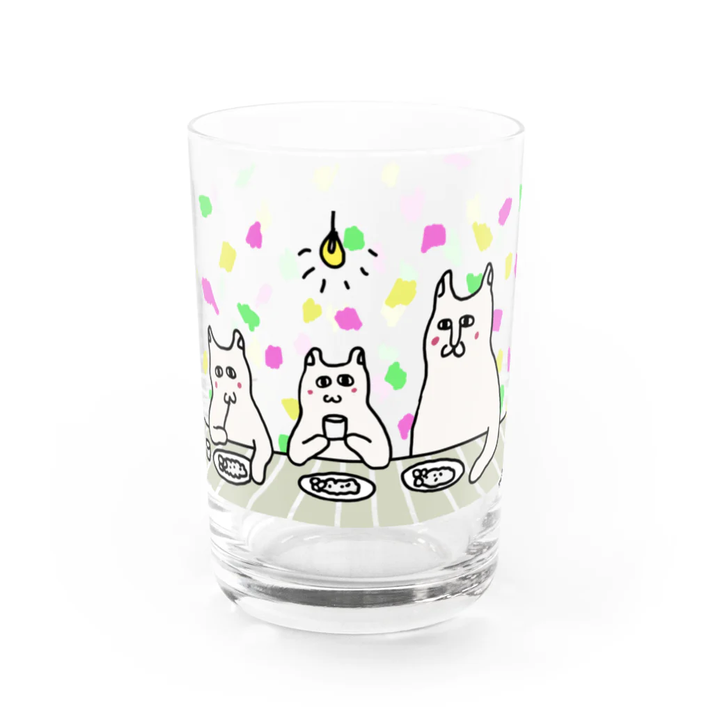 YURIKO_FUKAZAWAのネコ親子 Water Glass :front