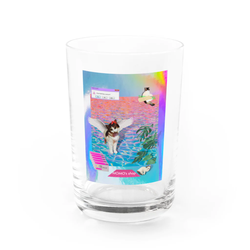 𝙈𝙊𝙈𝙊'𝙨 𝙎𝙝𝙤𝙥のvintage vaporwave Water Glass :front