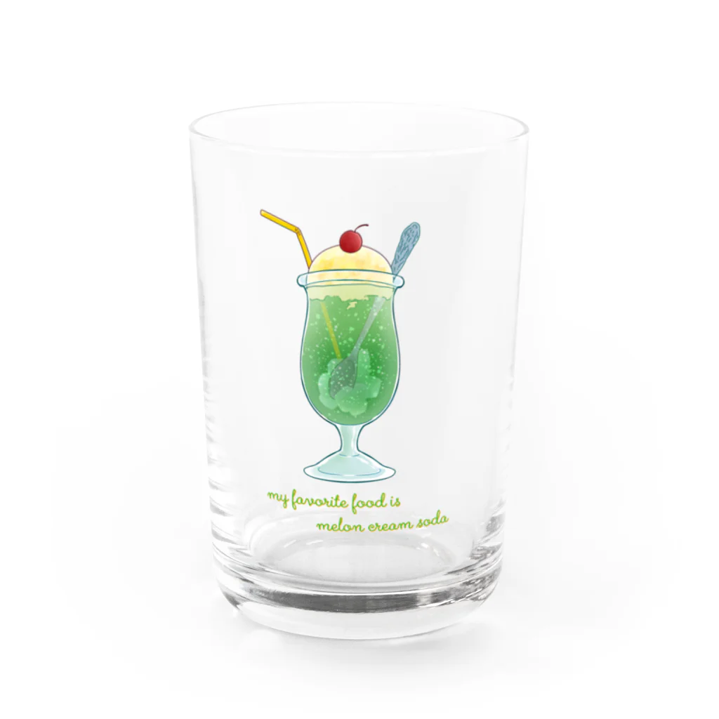 アオフジマキのメロンクリームソーダ Water Glass :front