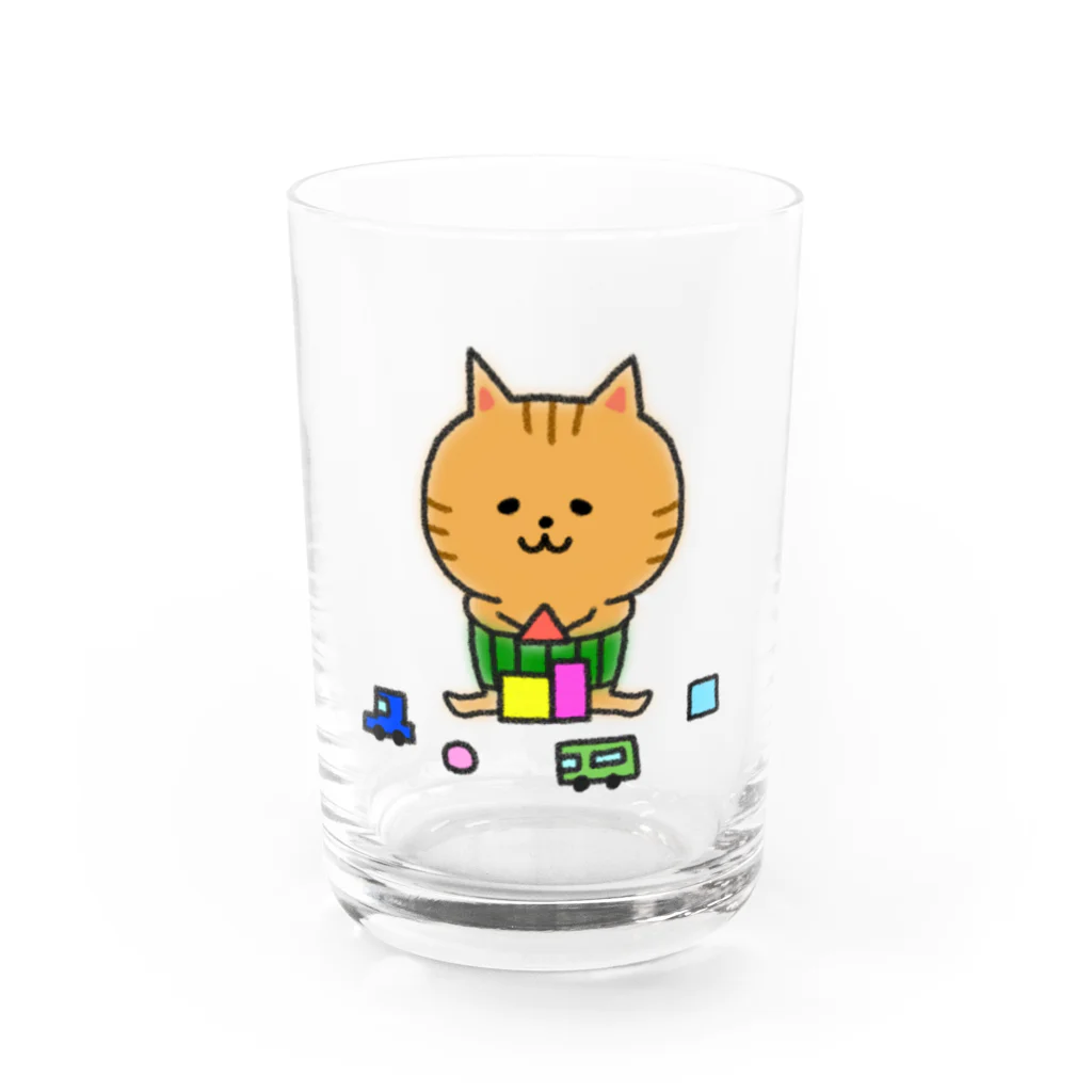 もちぱっちのはらまきにゃんこ Water Glass :front