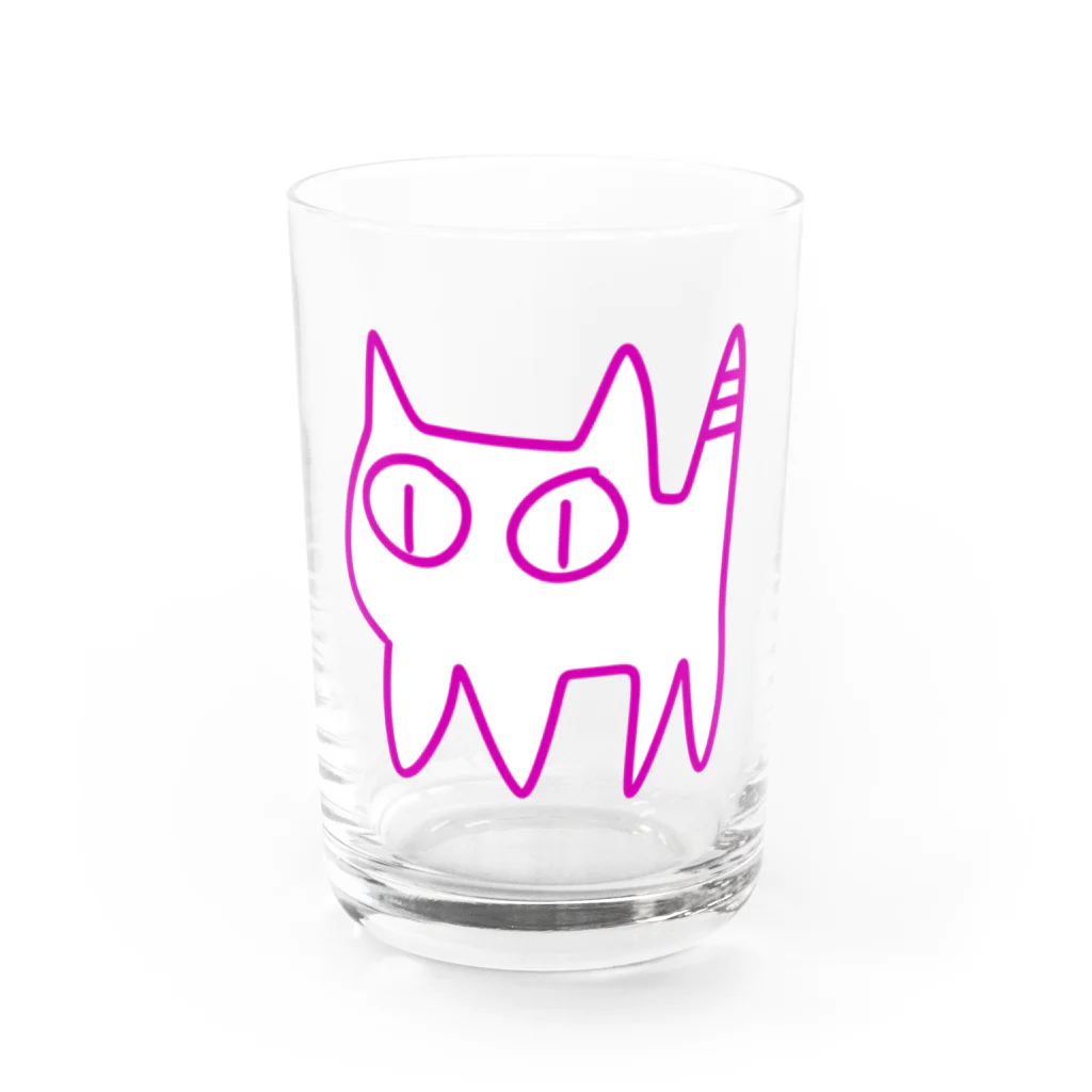 きょうは、なにをきようか。のねこですから。ピンク Water Glass :front