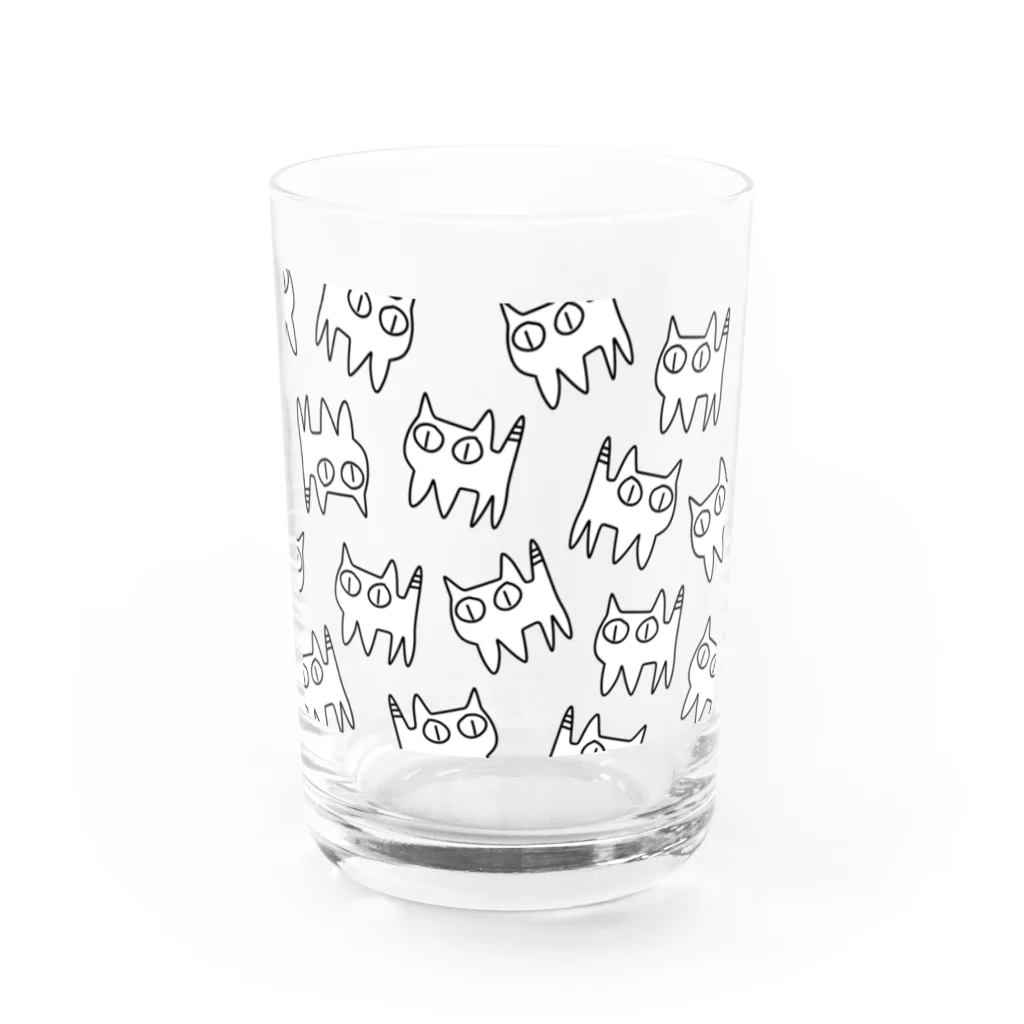 きょうは、なにをきようか。のねこですから。総柄 Water Glass :front