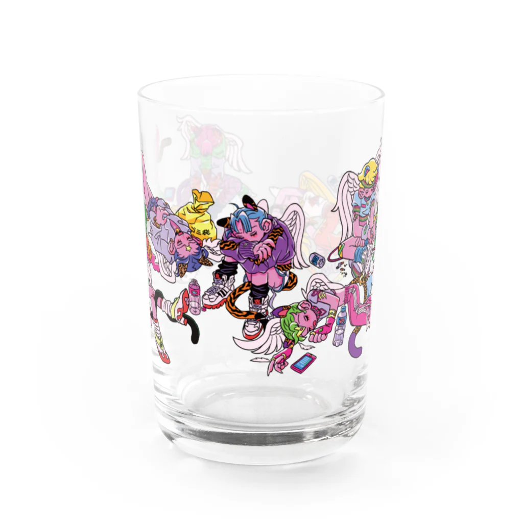 メイドイン極楽スズリ店のオール泥酔 Water Glass :front