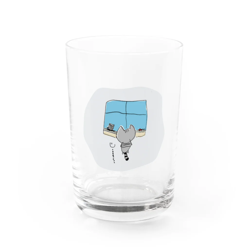 もこはる＊HiNA:＊の灰色猫と窓 Water Glass :front