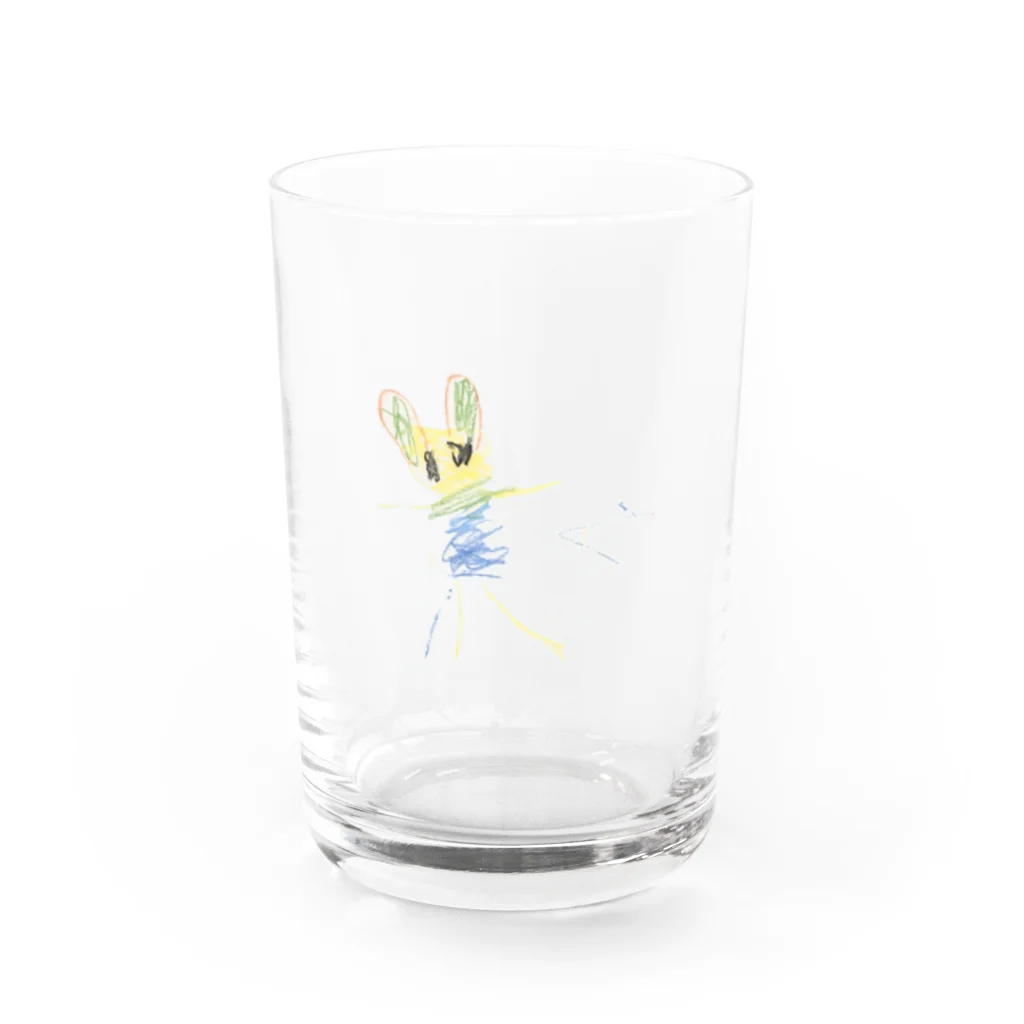 Star_1の４歳児の絵(Rainbow Teddy) Water Glass :front