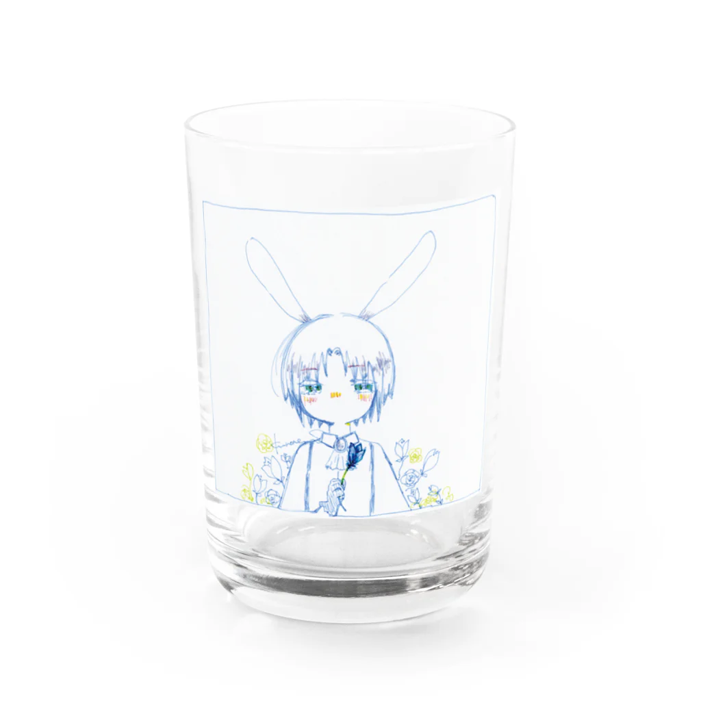 レーヴのアトリエのMr.ハニーさんと花🌷 Water Glass :front