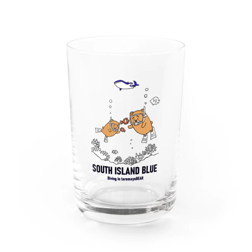SOUTH ISLAND BLUE 沖縄店のDiving in taremayuBEAR Water Glass :front