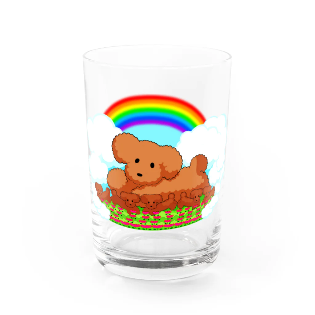 ✨🌈✨ユラクラカン🇯🇵 ✨🌈✨のトイ・プードル🌈ファミリー🌈レインボー　バージョン Water Glass :front