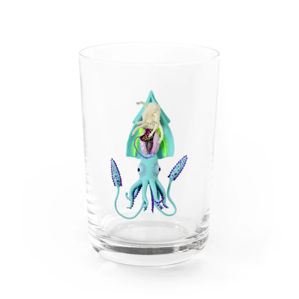 水島ひねのイカの解剖標本 Water Glass :front