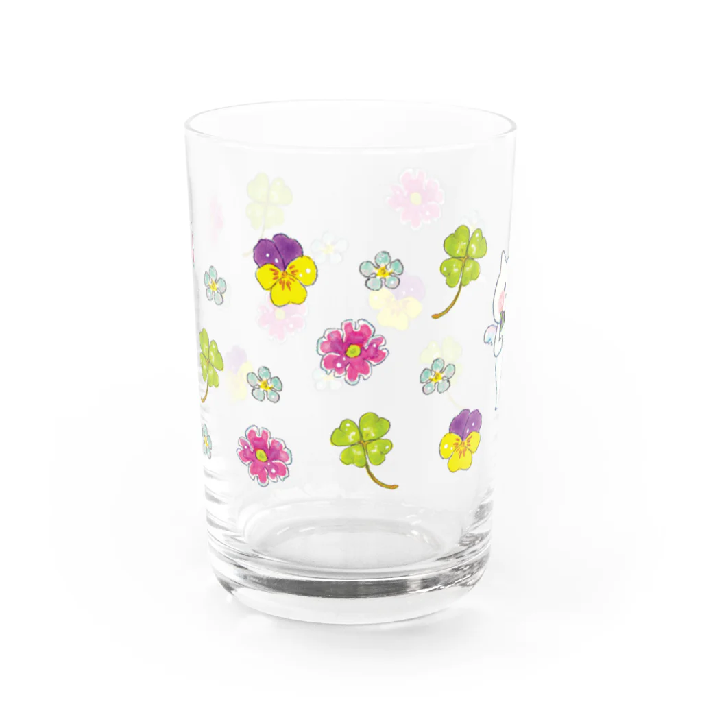 miyako_shopのお花とネコちゃん（男の子） Water Glass :front