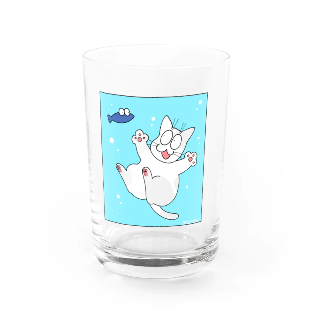 手から金塊のすけすけねこグラス Water Glass :front