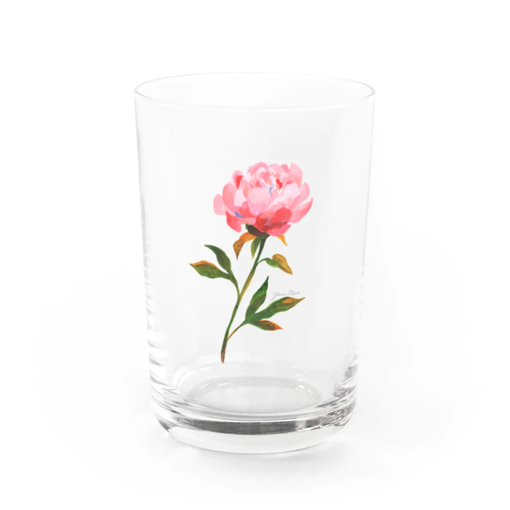 YURI MIUの芍薬 ＊ Pink Peony 01 Water Glass :front