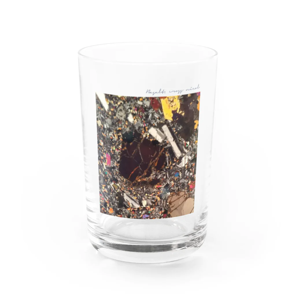 縞々田の薄片 玄武岩 クロス Water Glass :front