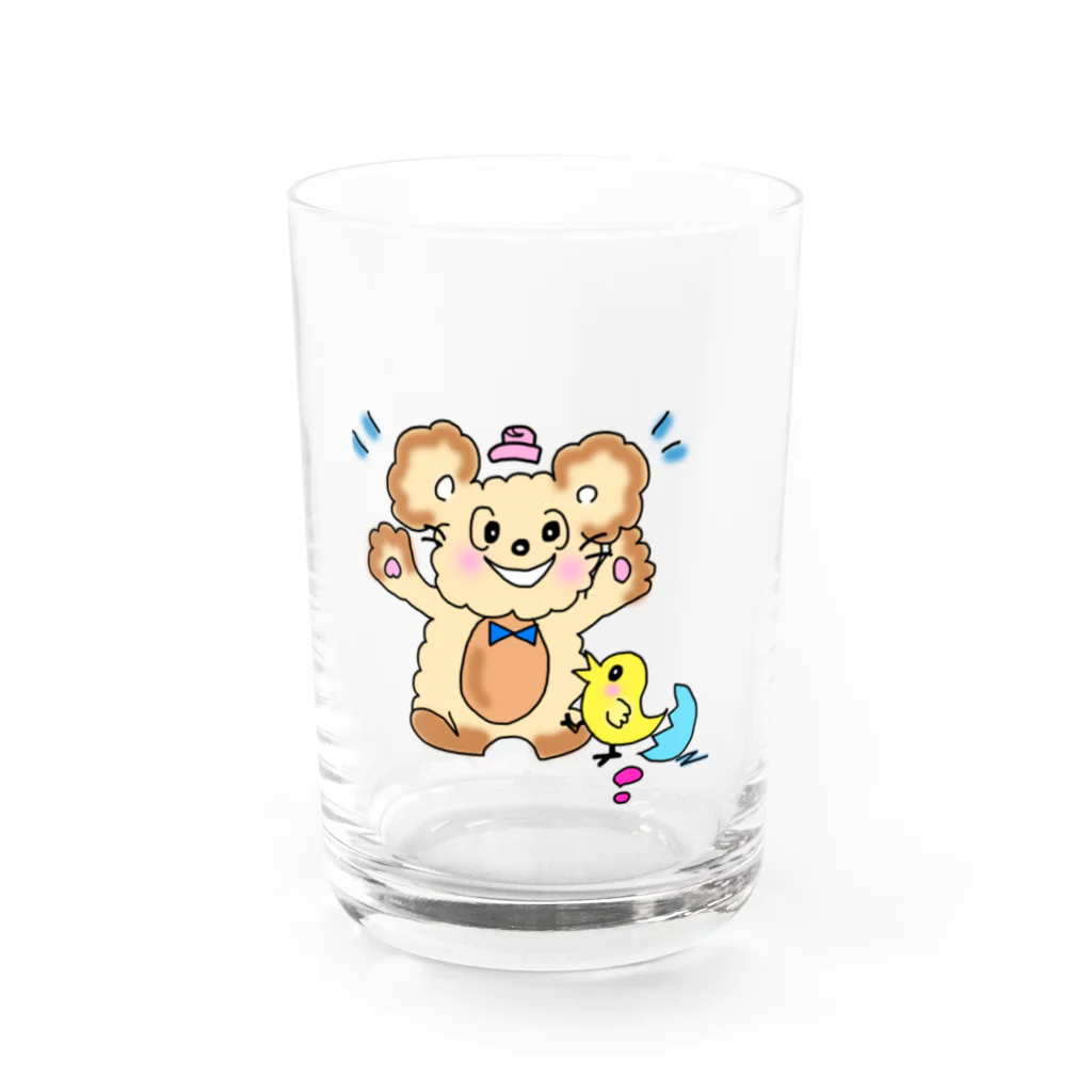 じゅんすけのお店のうりりん　トイプードル　ひよこ　わーい嬉しい Water Glass :front