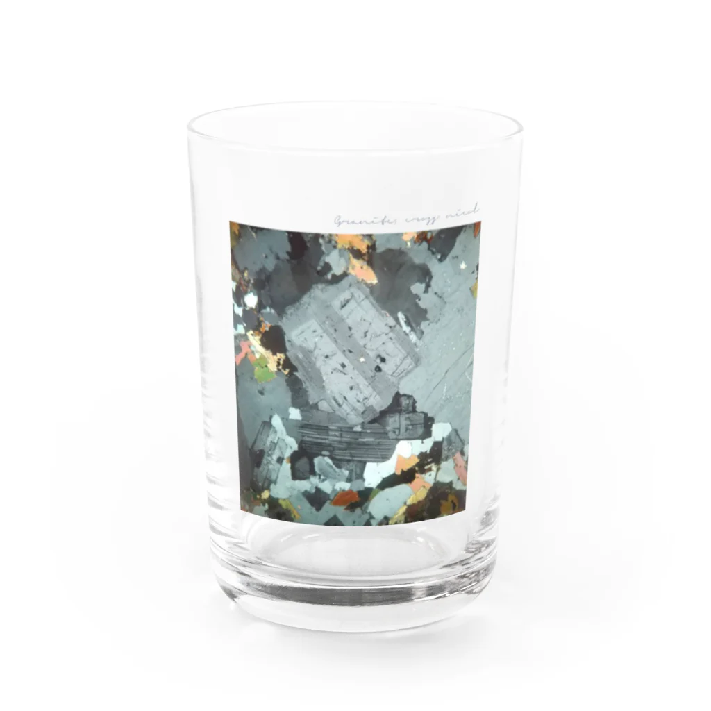 縞々田の薄片 花崗岩 クロス Water Glass :front