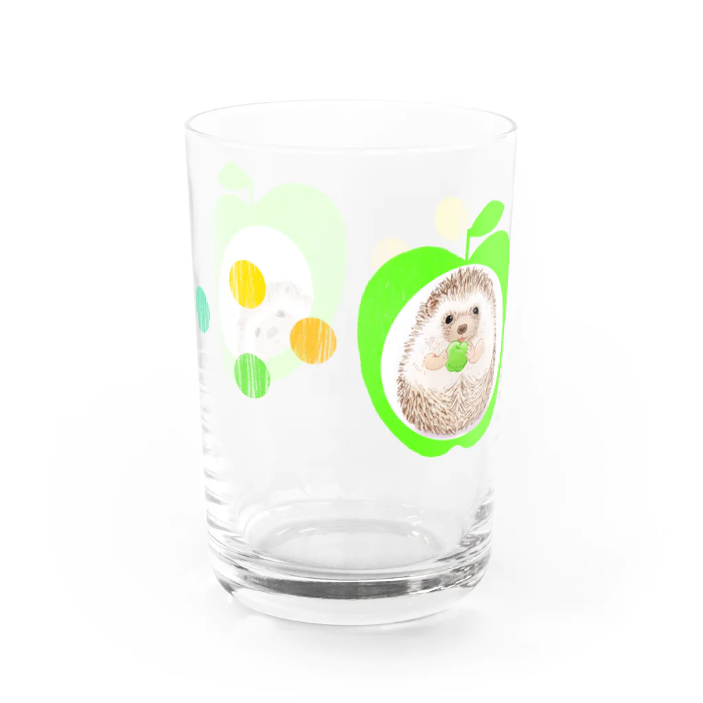 しかイラストの りんご水玉ハリネズミ Water Glass :front