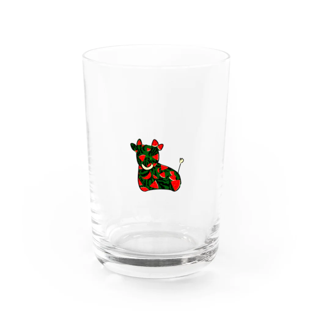 生クリームの不思議屋さん。のうしさんスイカ柄 Water Glass :front