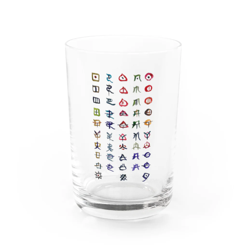 WAMI ARTのヲシテ文字表 Water Glass :front