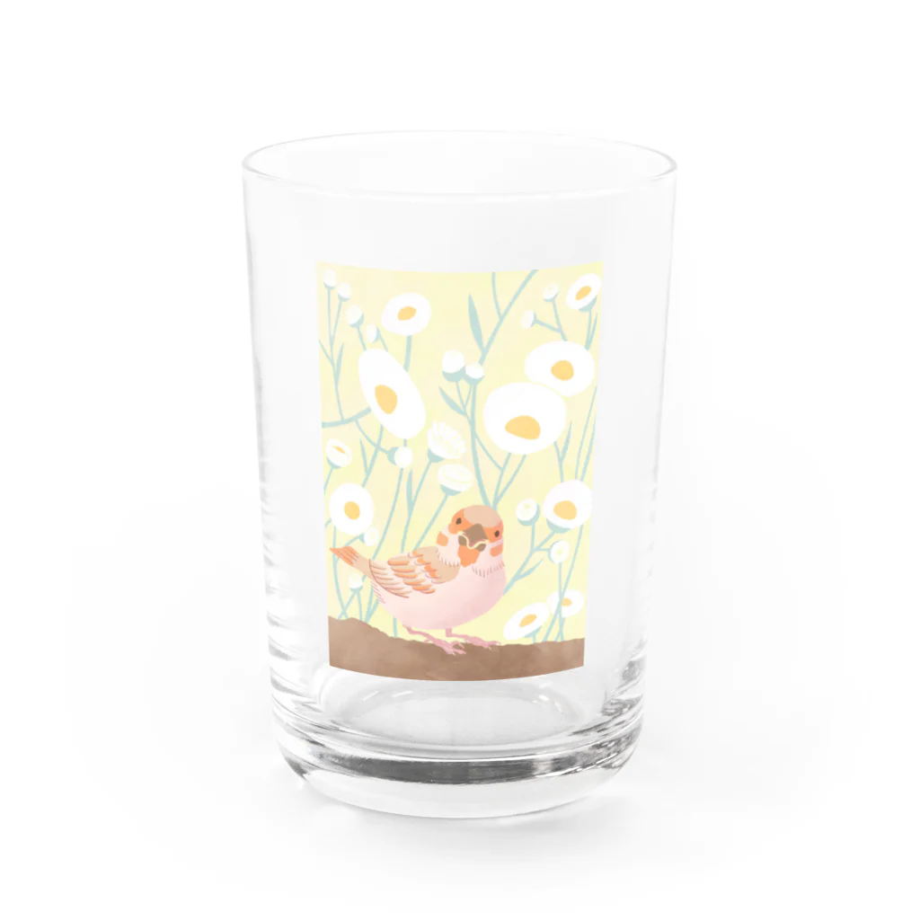  はらだかおり |  Kaori Haradaのお花とスズメさん Water Glass :front