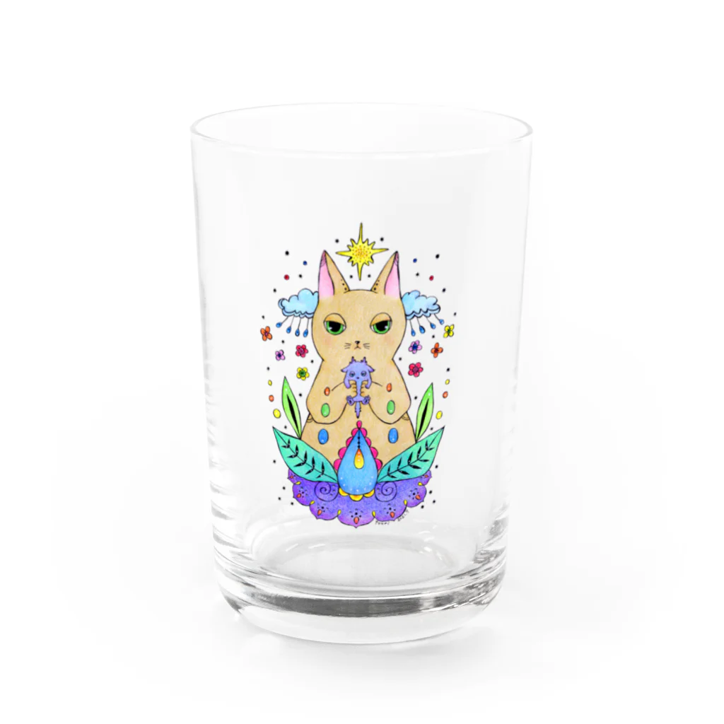 touriのネコと小さな怪獣 Water Glass :front