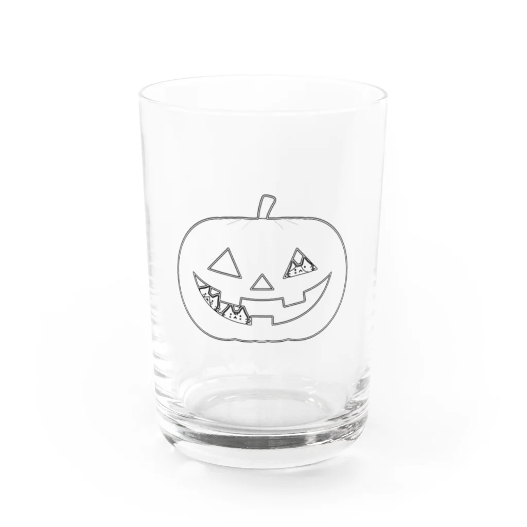 めいぷるのかぼちゃにゃ(モノトーン) Water Glass :front